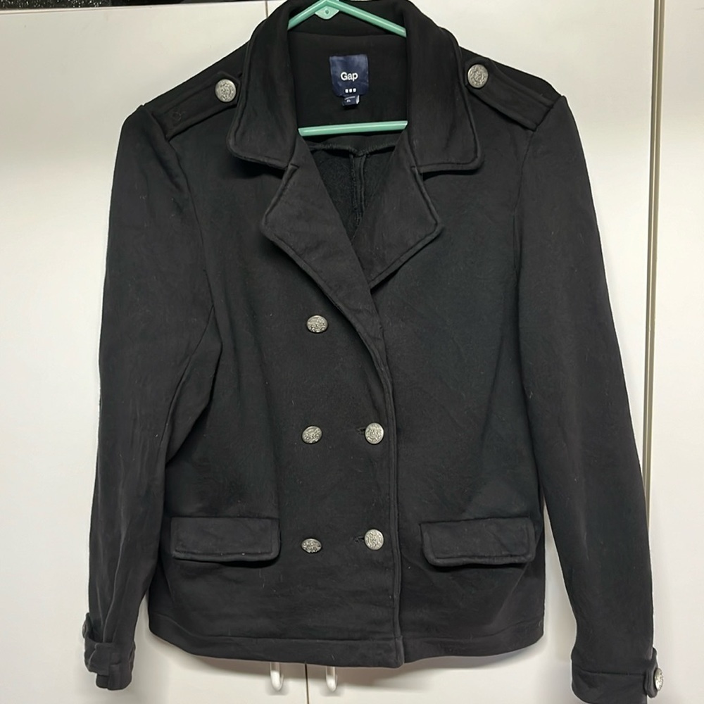 Vintage Gap Double Breasted Black Jacket Military Style XL